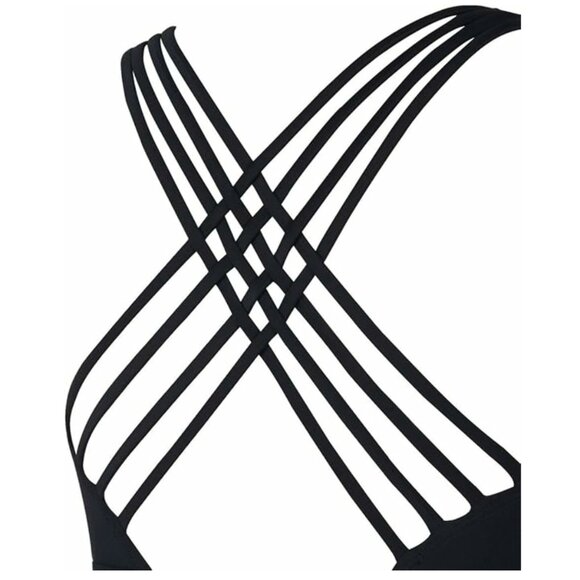 NWT Black Tankini Swimsuit Cross Back Flowy Swim Top - Modest Coverage -Size 14 - Picture 10 of 10